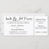 White Jack en Jill Shower Ticket Invitation (Voorkant)