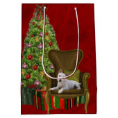 White Jack Russell Kerstmis Medium Cadeauzakje (Achterkant)