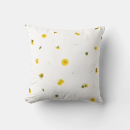White Japanese Dandelion Floral Pattern Kussen