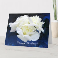 White Japanese Peonies Birthday Wenskaart