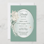 White Jasmine Floral Green Geometric Bridal Shower Kaart (Voorkant)