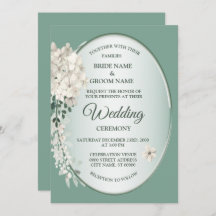 White Jasmine Floral Green Geometric Wedding