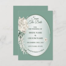 White Jasmine Floral Green Geometric Wedding