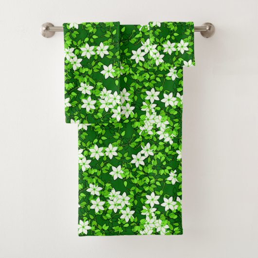 White Jasmine onder groene bladeren Bad Handdoek (Insitu)
