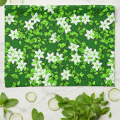 White Jasmine onder groene bladeren Theedoek (Gevouwen)