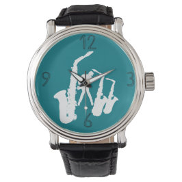 White Jazz Sax Jazzman Modern Numbers Bekijk 2 Horloge