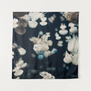 WHITE JELLYFISH UNDERWATER FOTO WANDKLEED