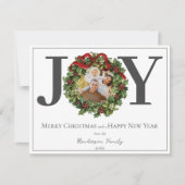 White Joy Christmas Krans Foto Feestdagenkaart (Voorkant)