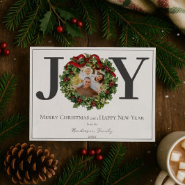 White Joy Christmas Krans Foto Feestdagenkaart