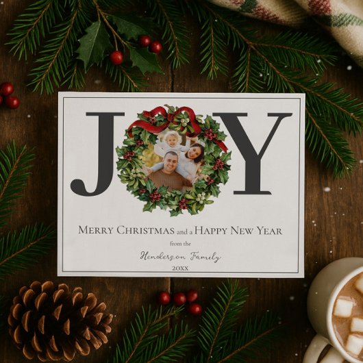 White Joy Christmas Krans Foto Feestdagenkaart