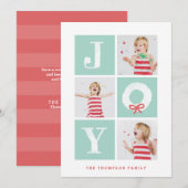 White Joy Kerstmis met multifotoreportkaart Feestdagenkaart (Voorkant / Achterkant)