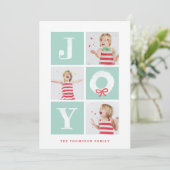 White Joy Kerstmis met multifotoreportkaart Feestdagenkaart (Staand voorkant)