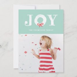 White Joy Kerstmis Wreath Holiday Photo Card Feestdagenkaart