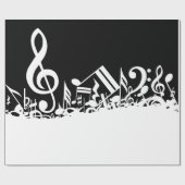 White Jumked Musical Notes op zwart Cadeaupapier (Vlak)