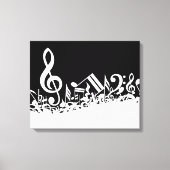 White Jumked Musical Notes op zwart Canvas Afdruk (Voorkant)