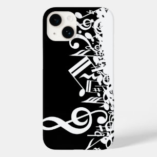White Jumked Musical Notes op zwart Case-Mate iPhone Case