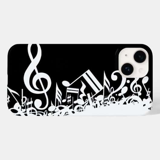 White Jumked Musical Notes op zwart Case-Mate iPhone Case (Achterkant (horizontaal))