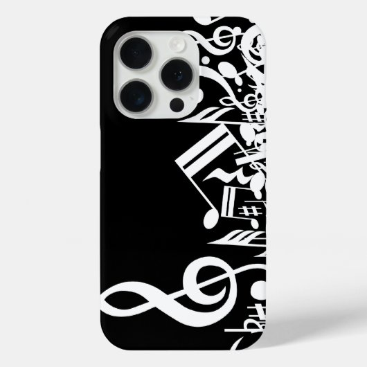 White Jumked Musical Notes op zwart Case-Mate iPhone Case (Achterkant)