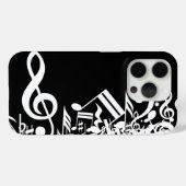 White Jumked Musical Notes op zwart Case-Mate iPhone Case (Achterkant (horizontaal))