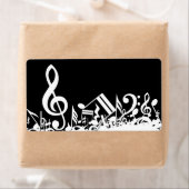 White Jumked Musical Notes op zwart Etiket (Insitu)
