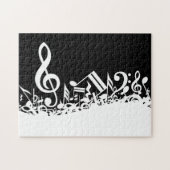 White Jumked Musical Notes op zwart Legpuzzel (Horizontaal)