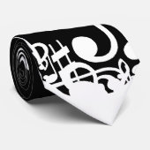 White Jumked Musical Notes op zwart Stropdas (Opgerold)