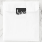 White Jumked Musical Notes op zwart Vierkante Sticker (Tas)