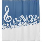 White Jumked Musical Notes over Blue Douchegordijn (Voorkant)