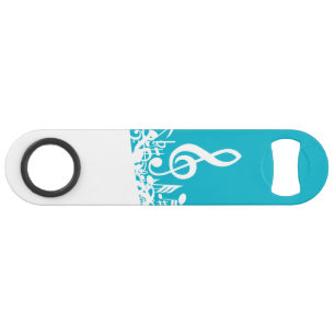 White Jumked Musical Notes over Turquoise Speed Flessenopener
