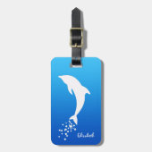 White Jumping Dolphin with Bubbles Bagagelabel (Voorkant verticaal)
