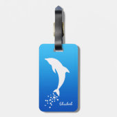 White Jumping Dolphin with Bubbles Bagagelabel (Achterkant verticaal)