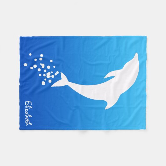 White Jumping Dolphin with Bubbles Blanket Fleece Deken (Voorkant (Horizontaal))
