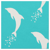 White Jumping Dolphin with Bubbles Fabric Stof (Close Up)
