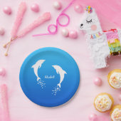 White Jumping Dolphin with Bubbles Paper Bord (Feest)