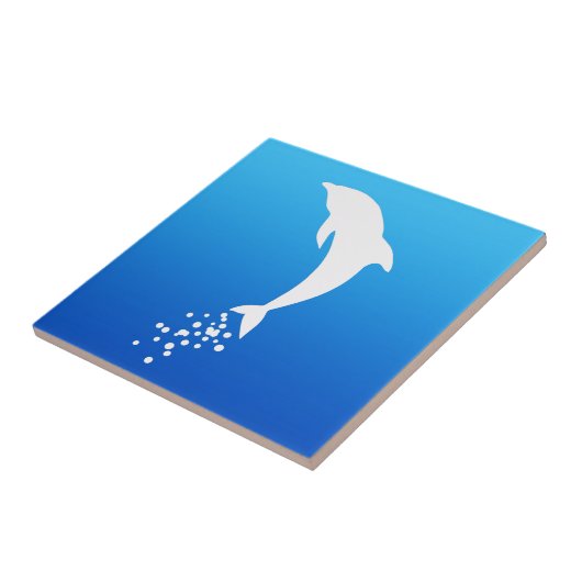 White Jumping Dolphin with Bubbles Tile Tegeltje (Zijkant)