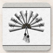 White Kanji Pixel Art Fan Onderzetter (Voorkant)