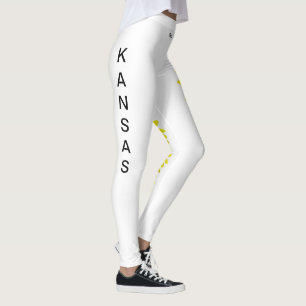 White Kansas State Flower Sunflower Leggings