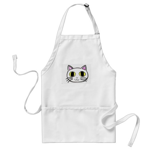 White Kat Apron Standaard Schort (Voorkant)