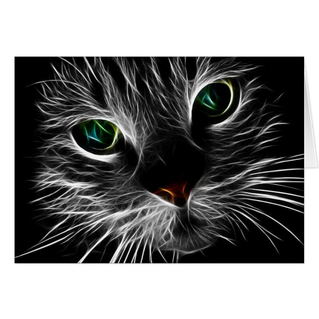 White Kat Face Abstract | Kat fractal (Voorkant Horizontaal)
