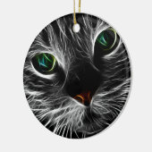 White Kat Face Abstract | Kat fractal Keramisch Ornament (Links)