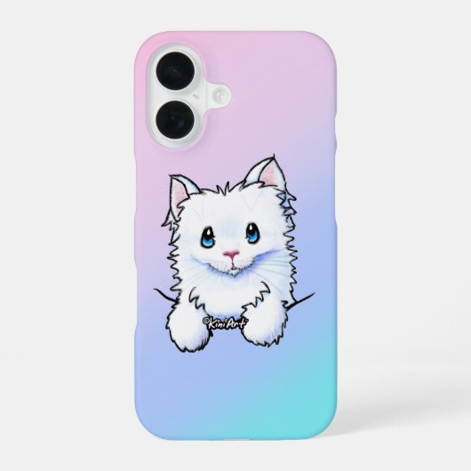 White Kat iPhone Case 16 Hoesje (Achterkant)
