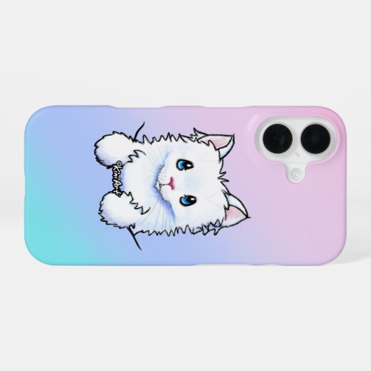 White Kat iPhone Case iPhone 16 Hoesje (Achterkant horizontaal)