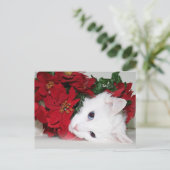 White kat Kerstmis Feestdagenkaart (Staand voorkant)