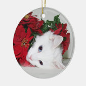 White kat Kerstmis Keramisch Ornament (Links)