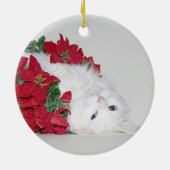 White kat Kerstmis Keramisch Ornament (Achterkant)