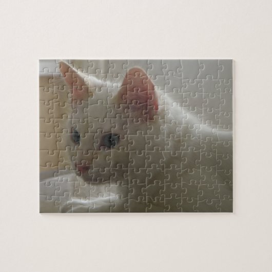 White Kat Puzzle Legpuzzel (Horizontaal)