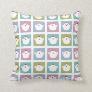 White Kawaii Chicken Sqaure Pattern Kussen