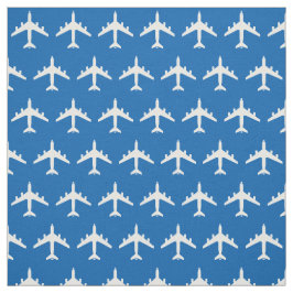 White KC-135 Refueling Jet Airplane on Blue Fabric Stof