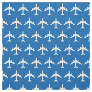 White KC-135 Refueling Jet Airplane on Blue Fabric Stof