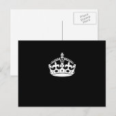 White Keep Calm Crown on Black Briefkaart (Voorkant / Achterkant)